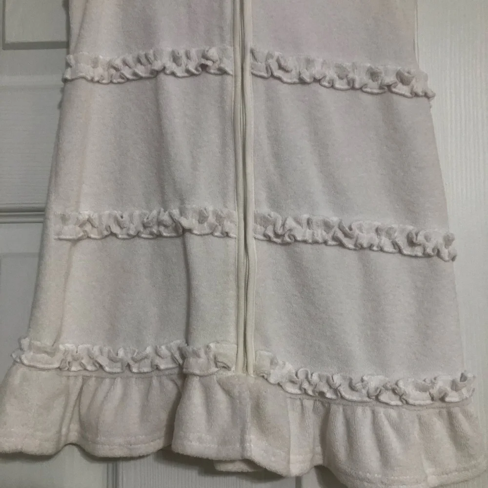 Hartstrings‎ white Ruffle Hooded Zip swim cover up girls size 4 summer beach
